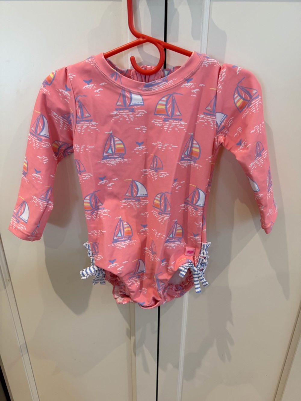 Rufflebutts 18-24m pink Sailboat One-Piece Rash Guard Swimsuit